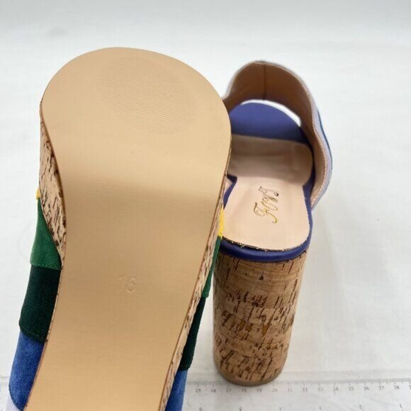 FOWT Summer Platform Suede 3 in Heeled Mules for Women Peep Open Toe Rainbow - Picture 6 of 7